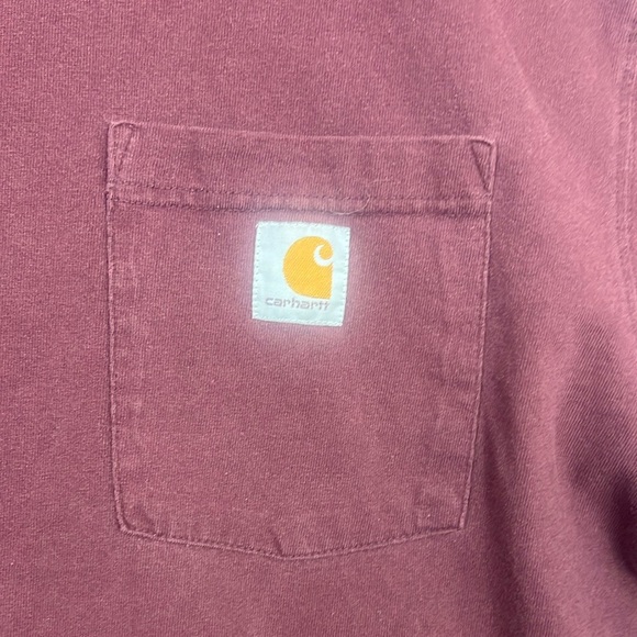 Carhartt Mens XL Original Fit Tee T-Shirt Crewneck Burgundy Heavyweight Workwear - Picture 3 of 9